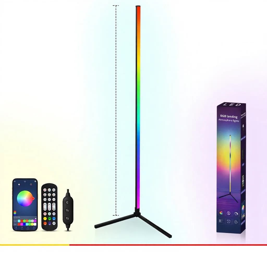 Podlahová lampa RGB se synchronizací hudby, dálkovým a aplikačním ovládáním