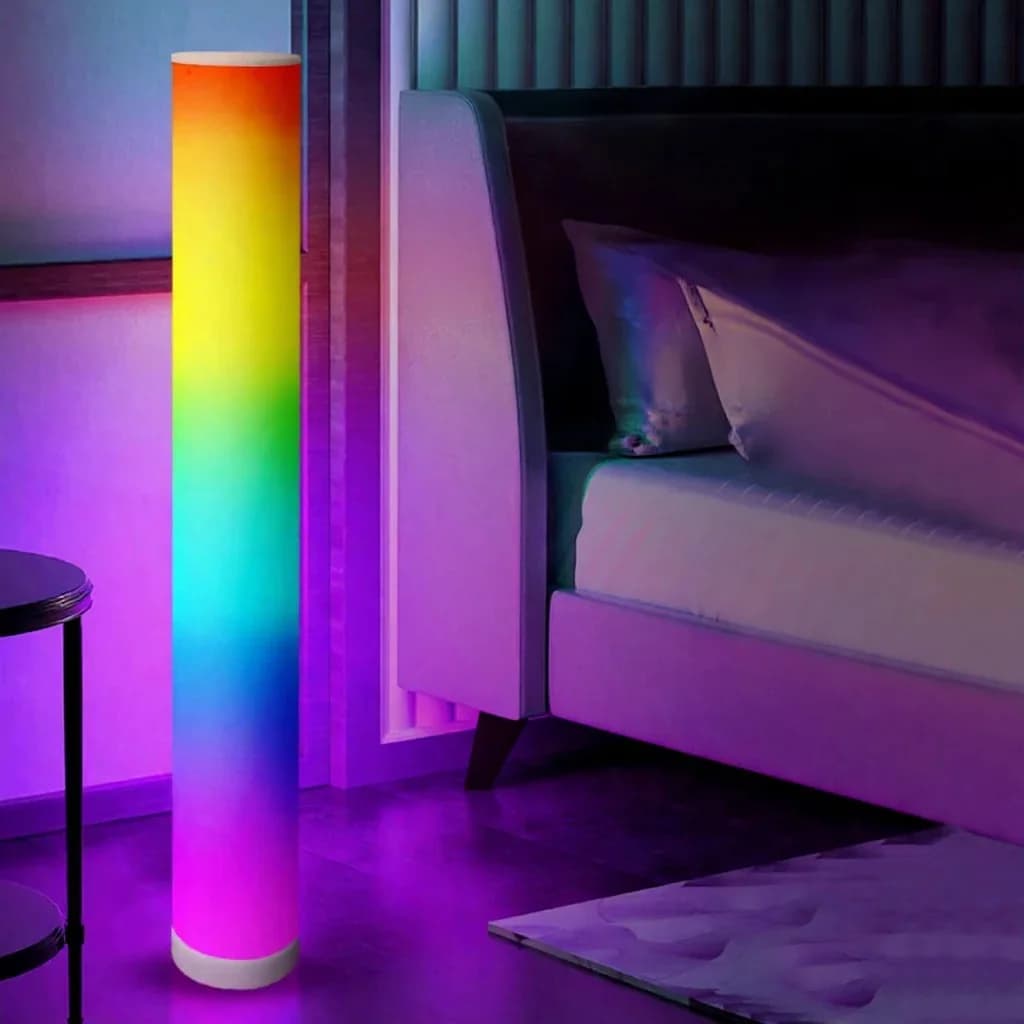 RGB válcová stojací lampa s dálkovým ovládáním a synchronizací hudby