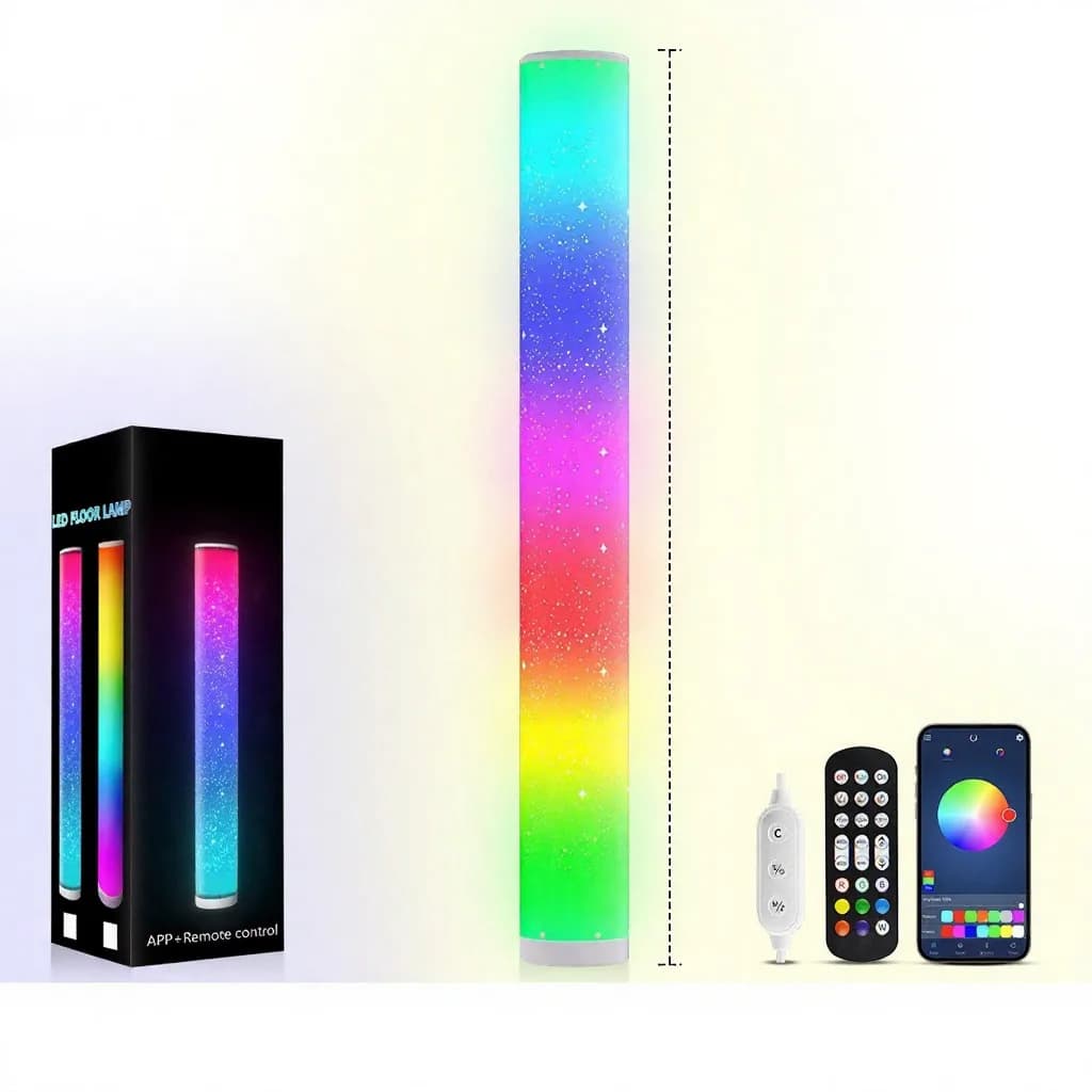RGB LED stojací lampa s hvězdicovým vzorem, dálkové a app ovládání