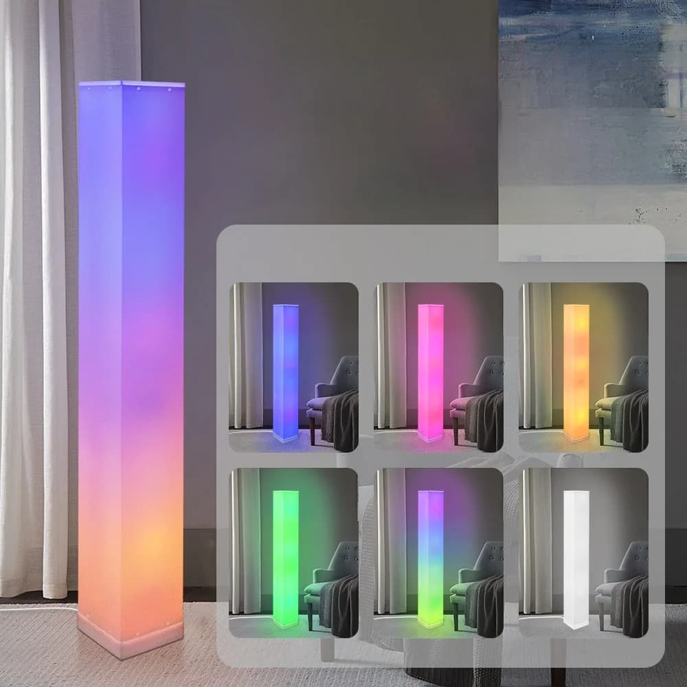 Čtvercová stojací lampa s dálkovým ovládáním, LED ambientní světlo do obývacího pokoje