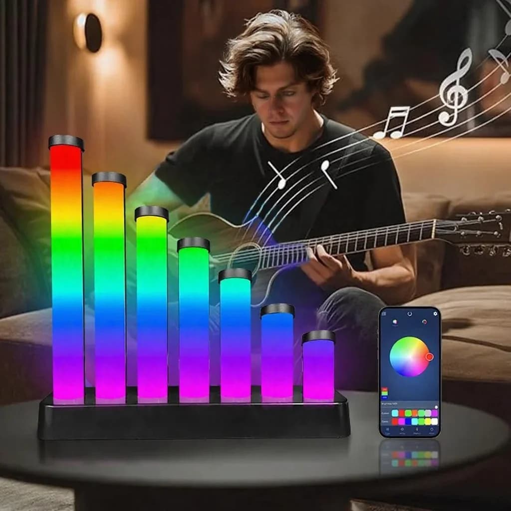 RGB LED stolní lampa reagující na zvuk s ovládáním aplikací
