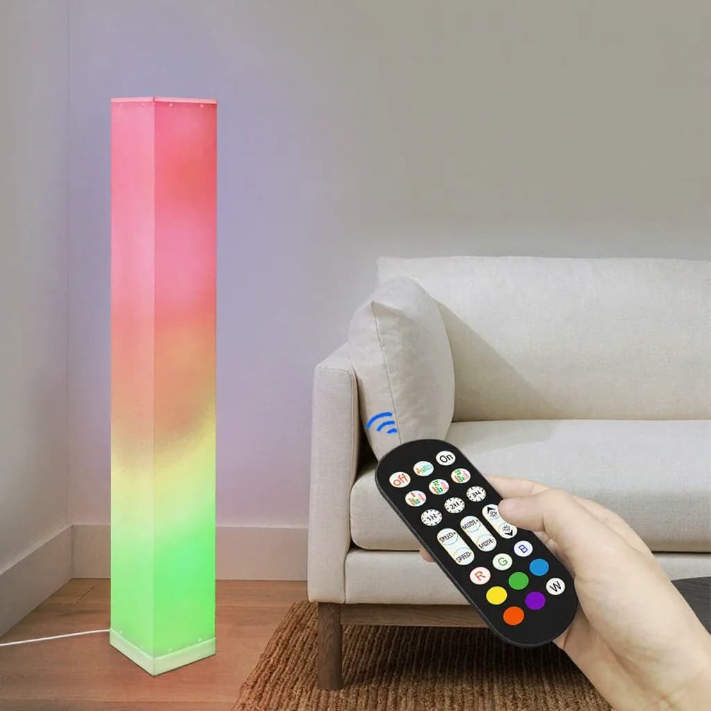 Čtvercová stojací lampa s dálkovým ovládáním, LED ambientní světlo do obývacího pokoje