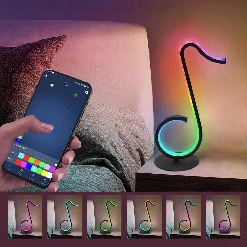 RGB atmosférická lampa ve tvaru noty, napájení USB, s dálkovým ovládáním