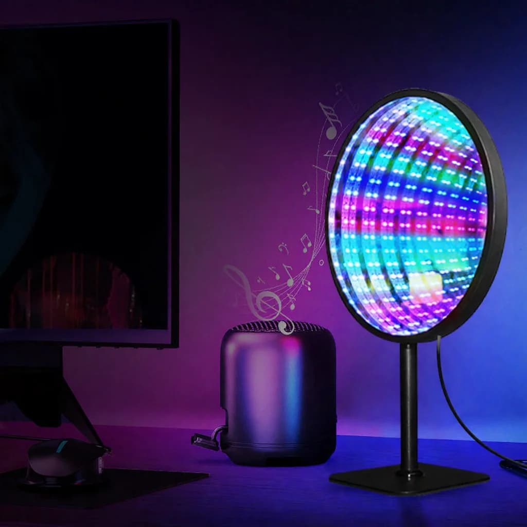 Kulaté akrylové zrcadlo nekonečna 3D abyssální světlo USB RGB lampa