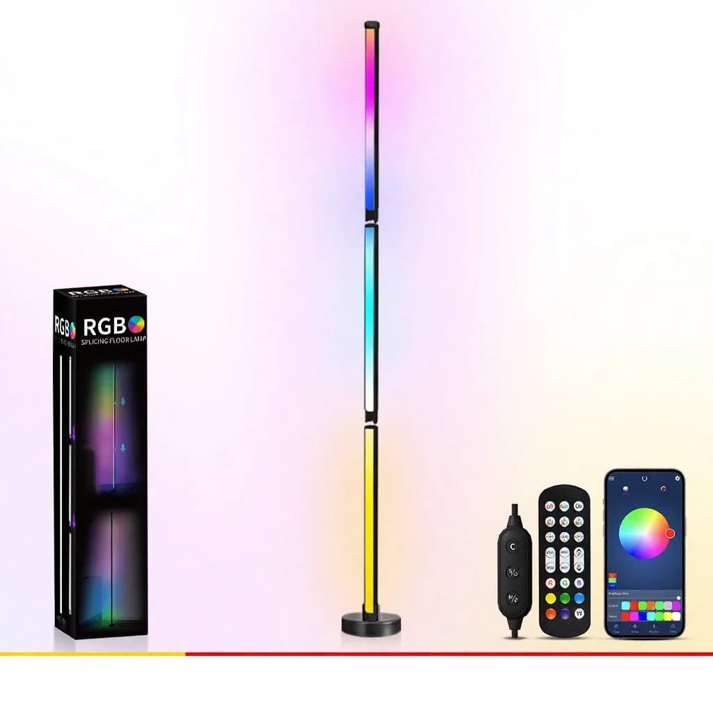 Podlahová lampa RGB s měnícími se barvami, synchronizací hudby a ovládáním aplikací