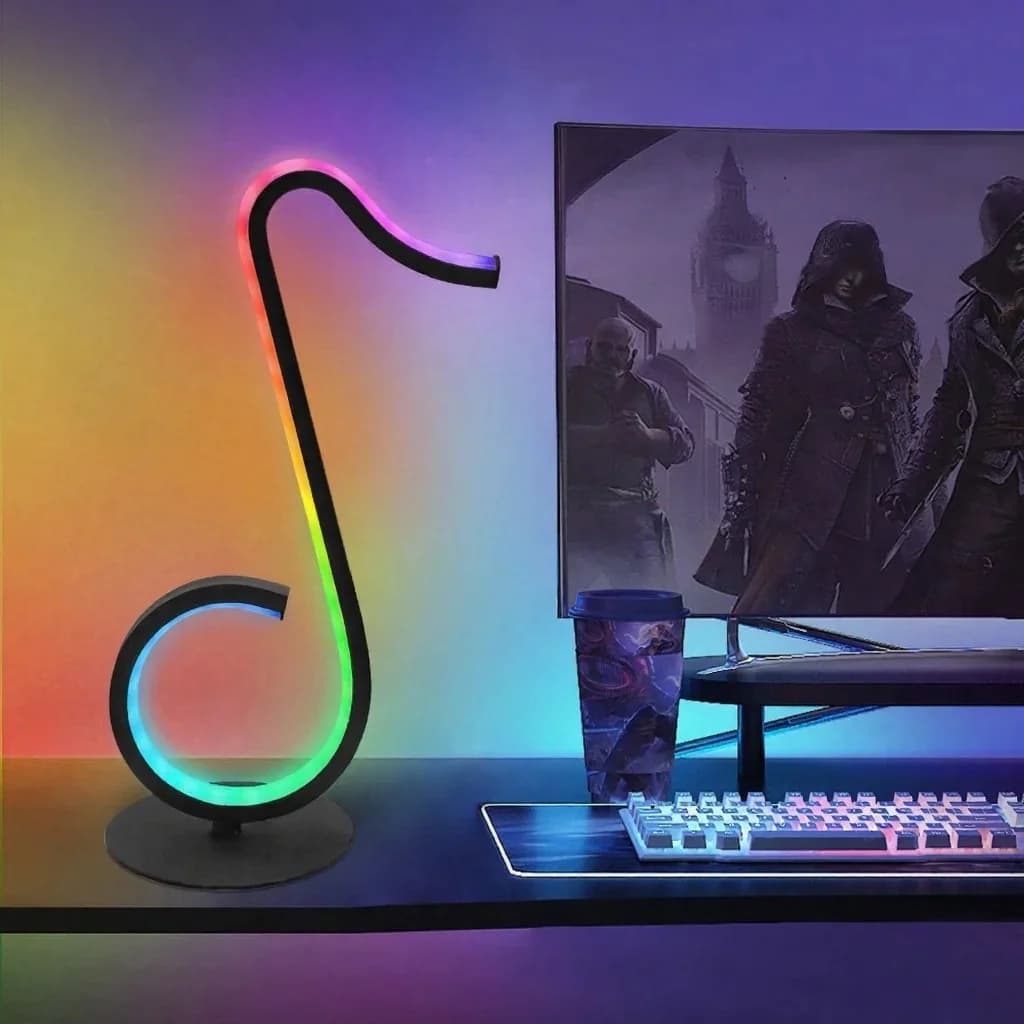 RGB atmosférická lampa ve tvaru noty, napájení USB, s dálkovým ovládáním