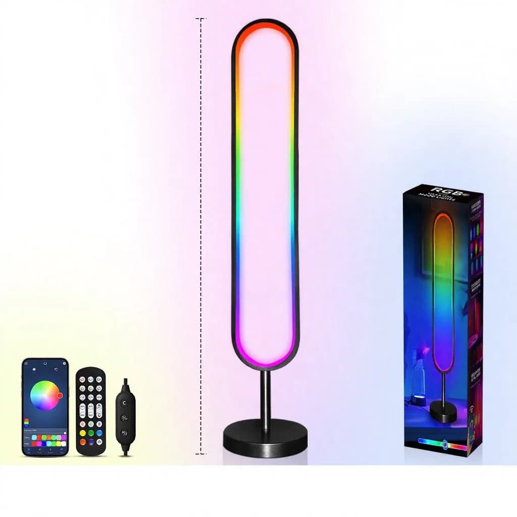 RGB stojací lampa ve tvaru U s reakcí na zvuk a ovládáním přes aplikaci