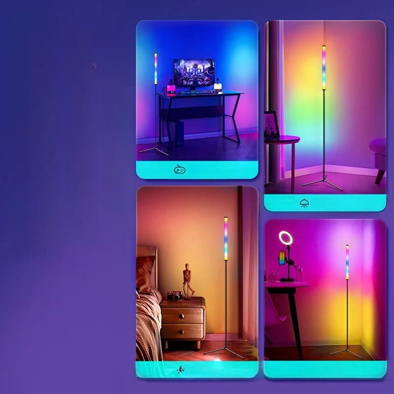 RGB stojací lampa s měnícími se barvami, synchronizací hudby a ovládáním přes aplikaci