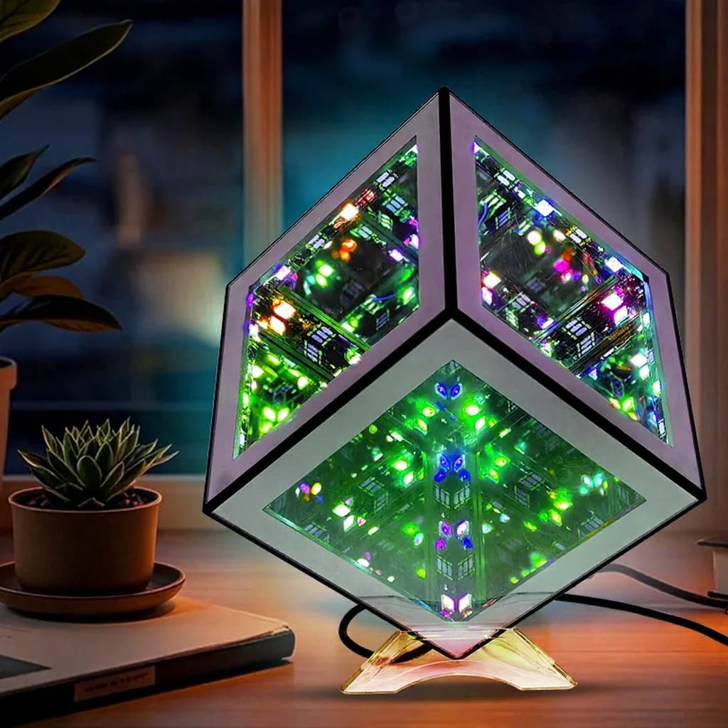 3D nekonečná kostková lampa RGB s režimem reakce na zvuk