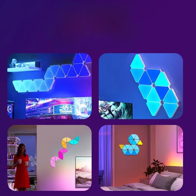 Sada chytrých trojúhelníkových LED nástěnných světel RGB pro herní dekor