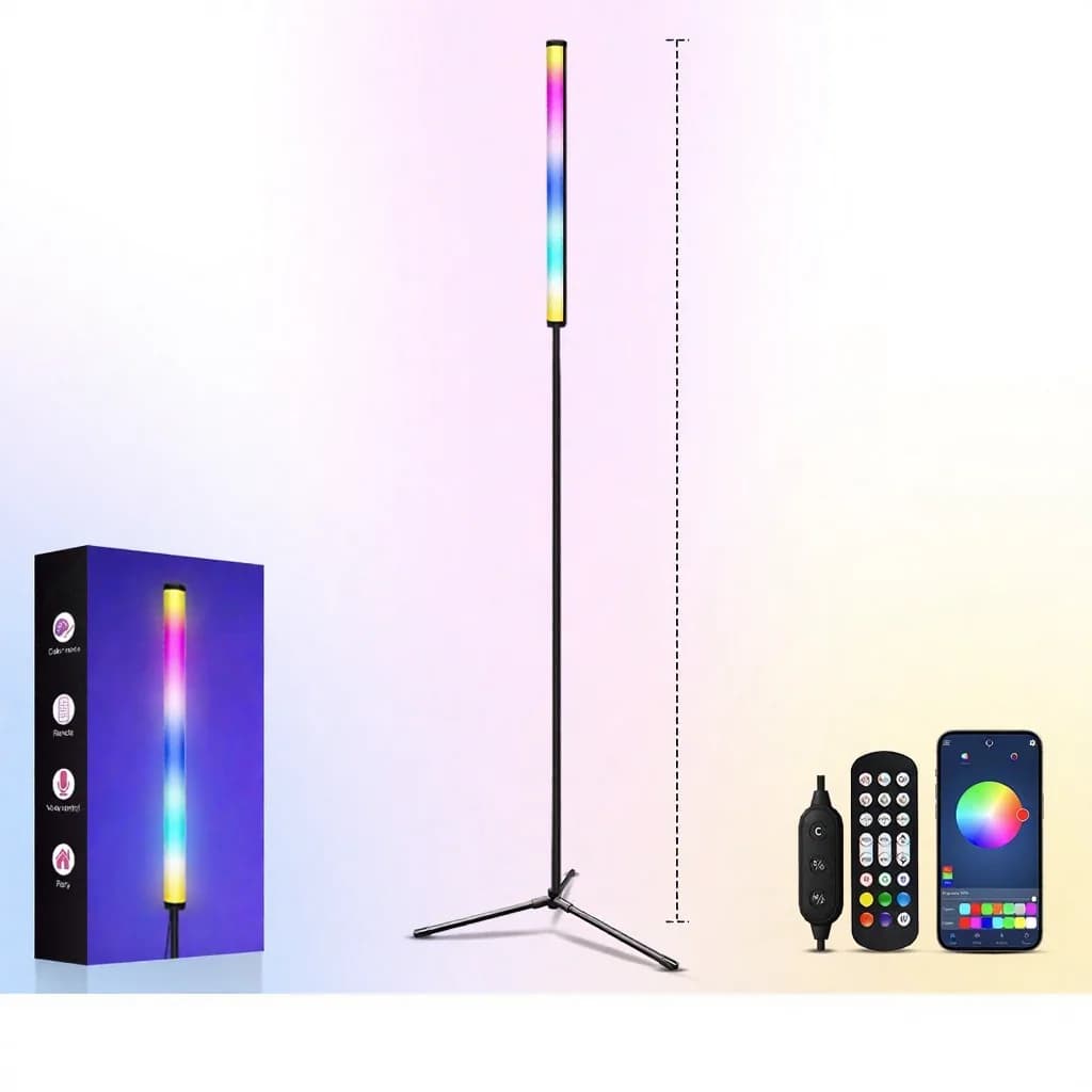 RGB stojací lampa s měnícími se barvami, synchronizací hudby a ovládáním přes aplikaci