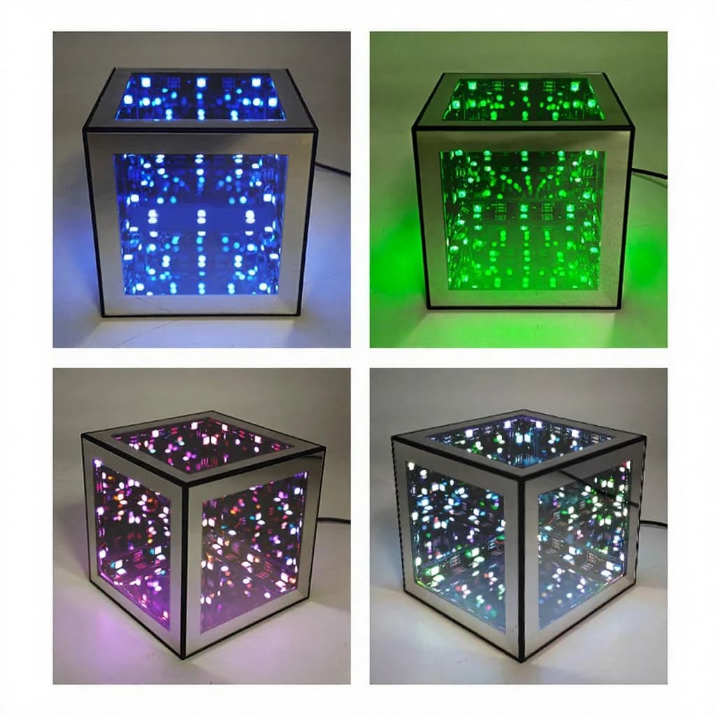 3D nekonečná kostková lampa RGB s režimem reakce na zvuk