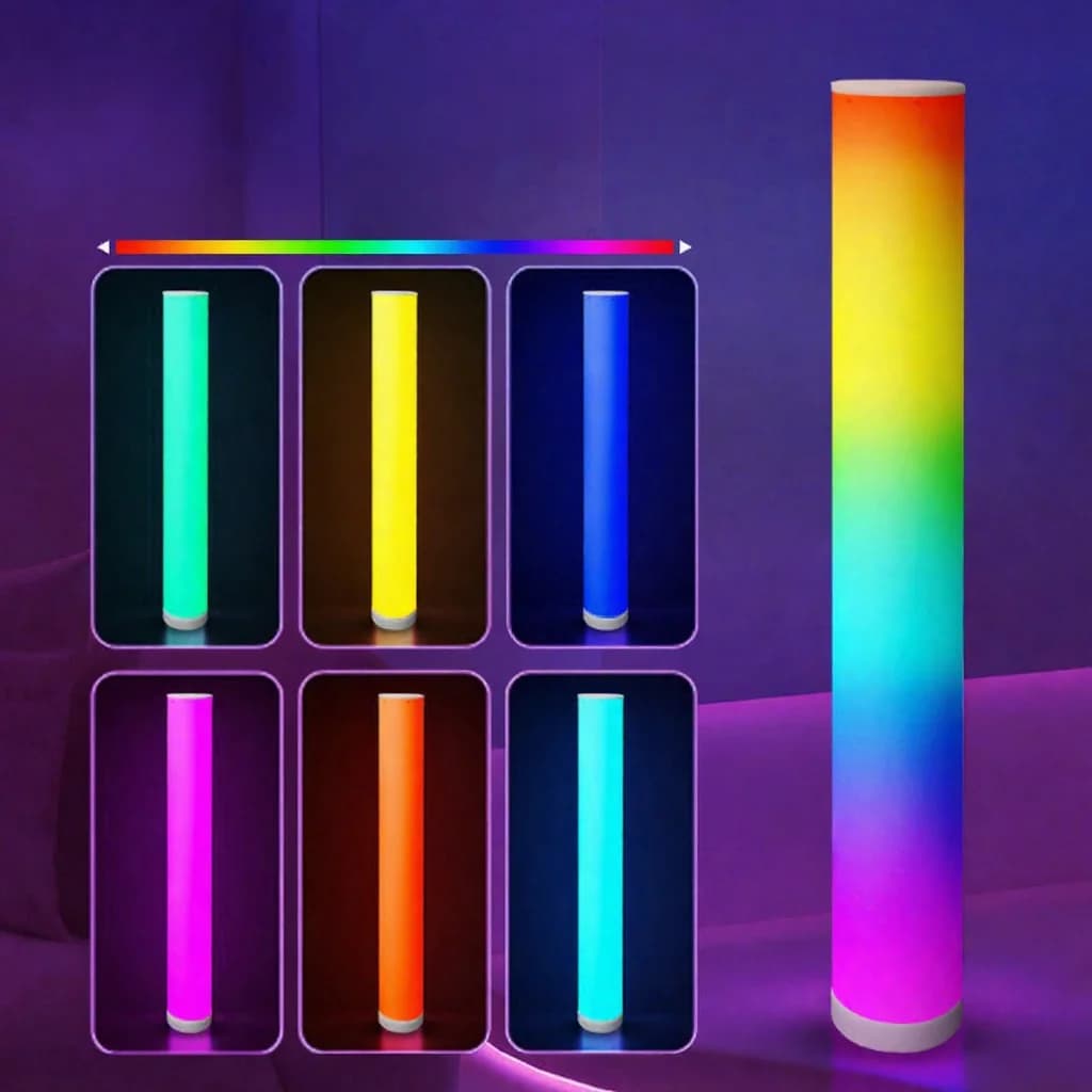 RGB válcová stojací lampa s dálkovým ovládáním a synchronizací hudby