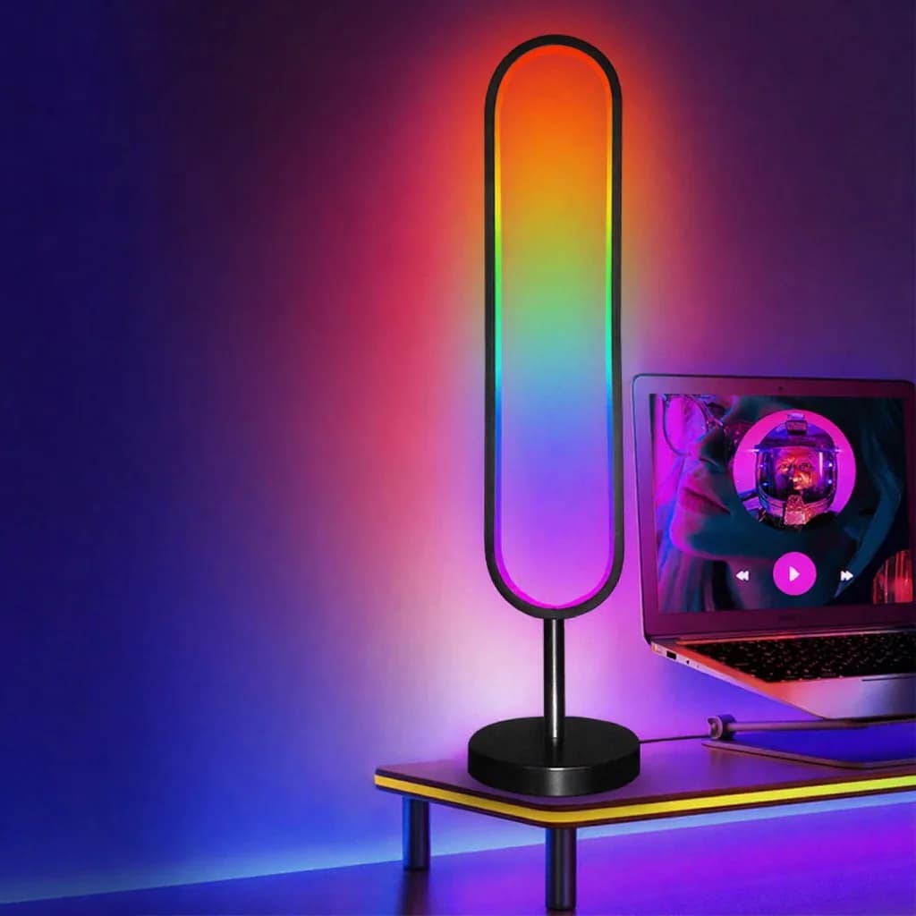 RGB stojací lampa ve tvaru U s reakcí na zvuk a ovládáním přes aplikaci