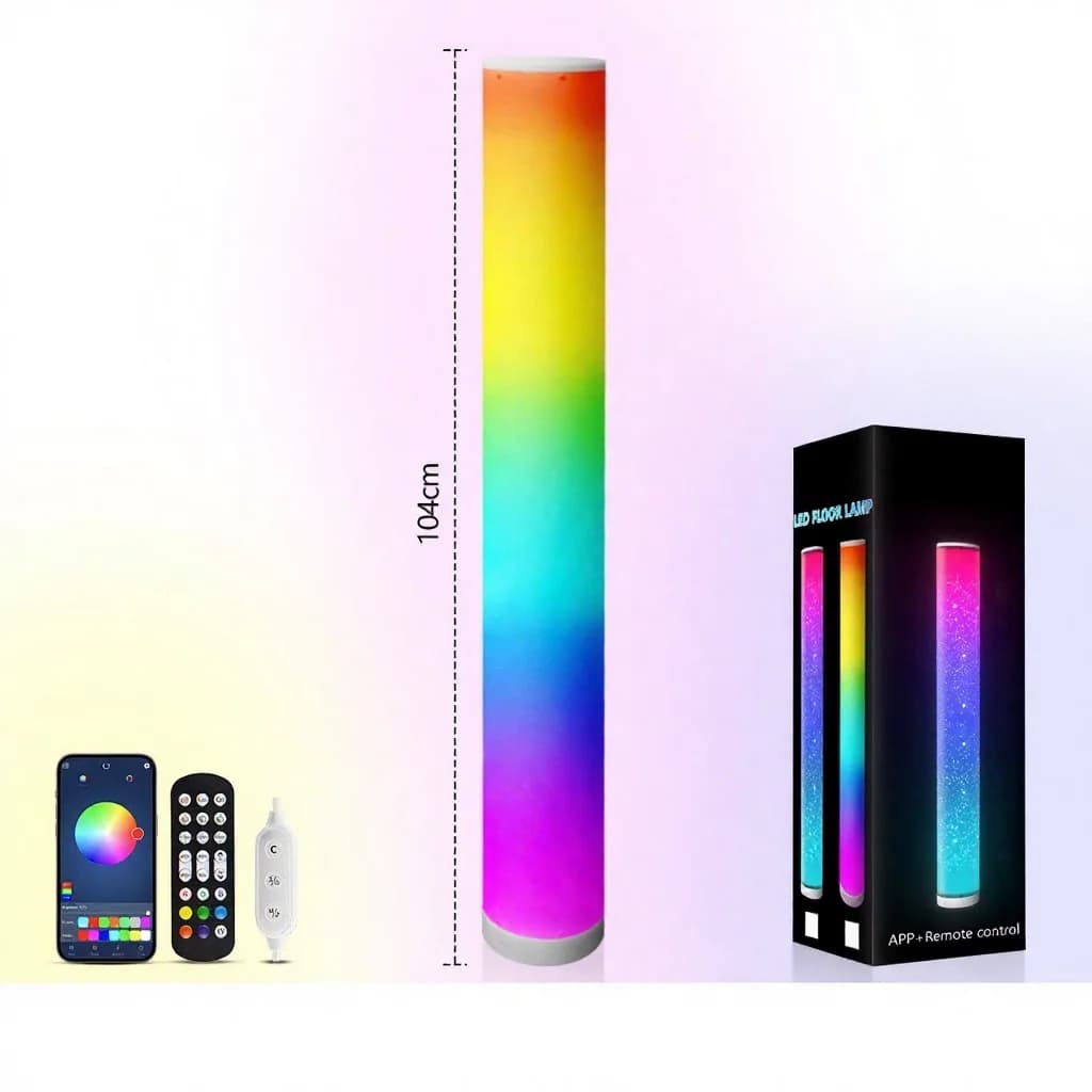 RGB válcová stojací lampa s dálkovým ovládáním a synchronizací hudby