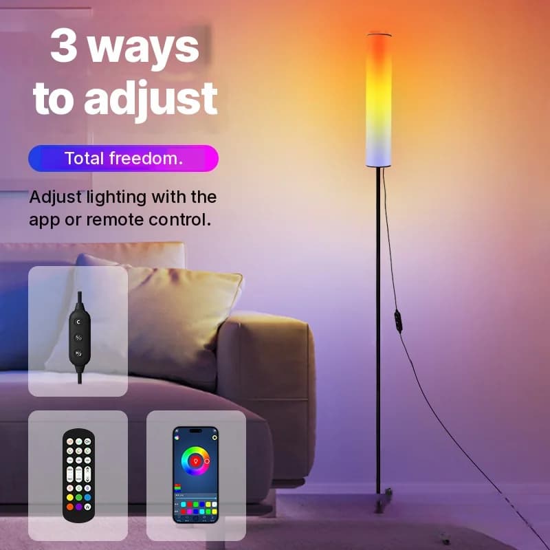 RGB LED stojací lampa na trojnožce s dálkovým ovládáním