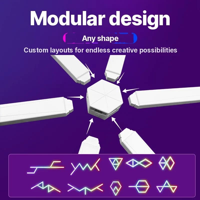 Chytré RGB LED nástěnné světla s možností spojování, ovládání aplikací a synchronizace hudby