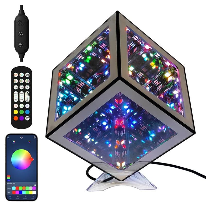 3D nekonečná kostková lampa RGB s režimem reakce na zvuk