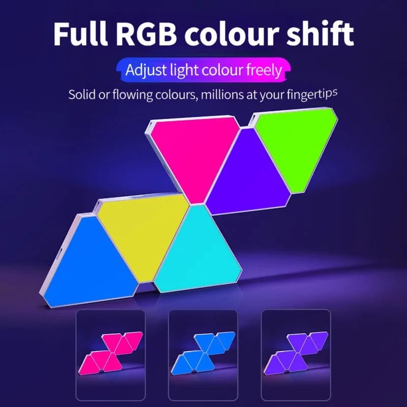 Sada chytrých trojúhelníkových LED nástěnných světel RGB pro herní dekor