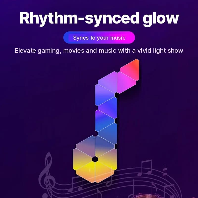 Sada chytrých trojúhelníkových LED nástěnných světel RGB pro herní dekor