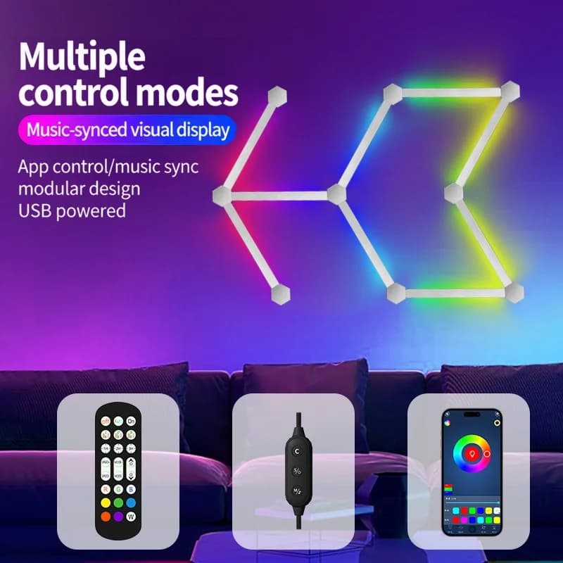 Chytré RGB LED nástěnné světla s možností spojování, ovládání aplikací a synchronizace hudby