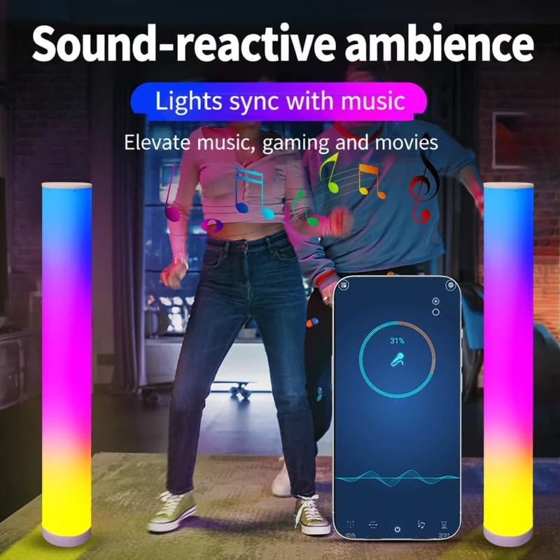 RGB stojací lampa s dálkovým ovládáním a aplikací pro herní místnost