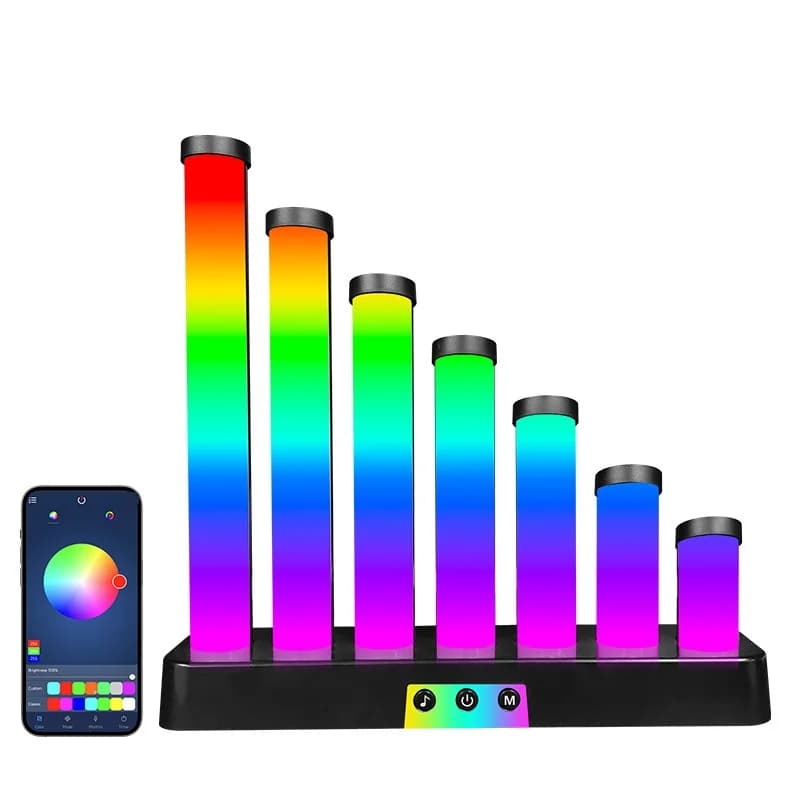 RGB LED stolní lampa reagující na zvuk s ovládáním aplikací