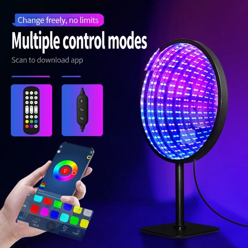 Kulaté akrylové zrcadlo nekonečna 3D abyssální světlo USB RGB lampa