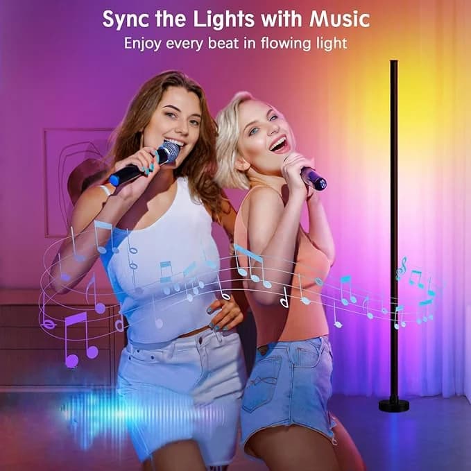 Podlahová lampa RGB s měnícími se barvami, synchronizací hudby a ovládáním aplikací